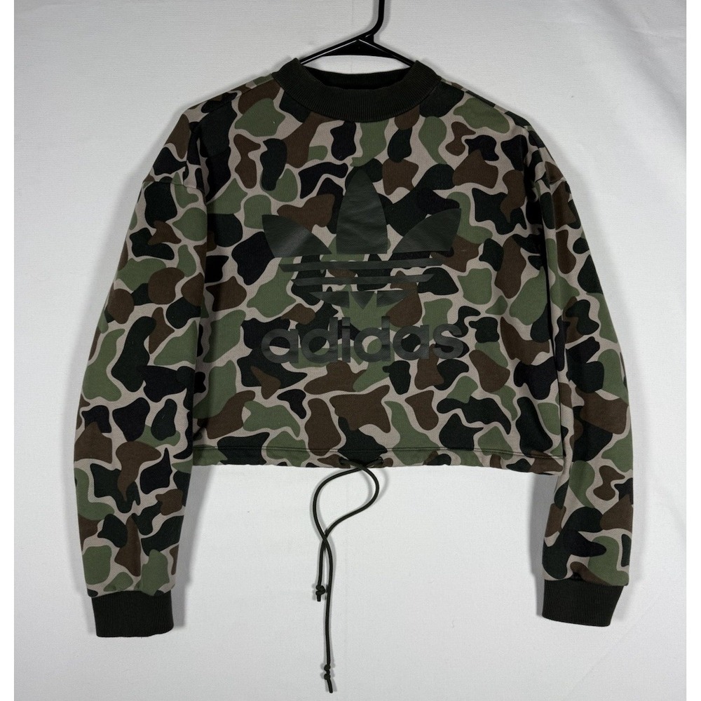 Adidas Camo Cropped Logo Sweatshirt Streetwear Athleisure Women's Medium Shirt